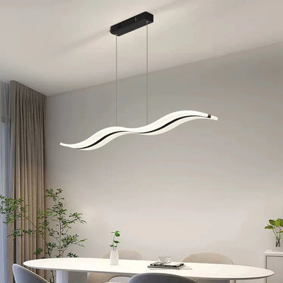 Modern LED Wave Pendant Light - Minimalist Design for Dining Room, Study, Bedroom, and Hotel Decor