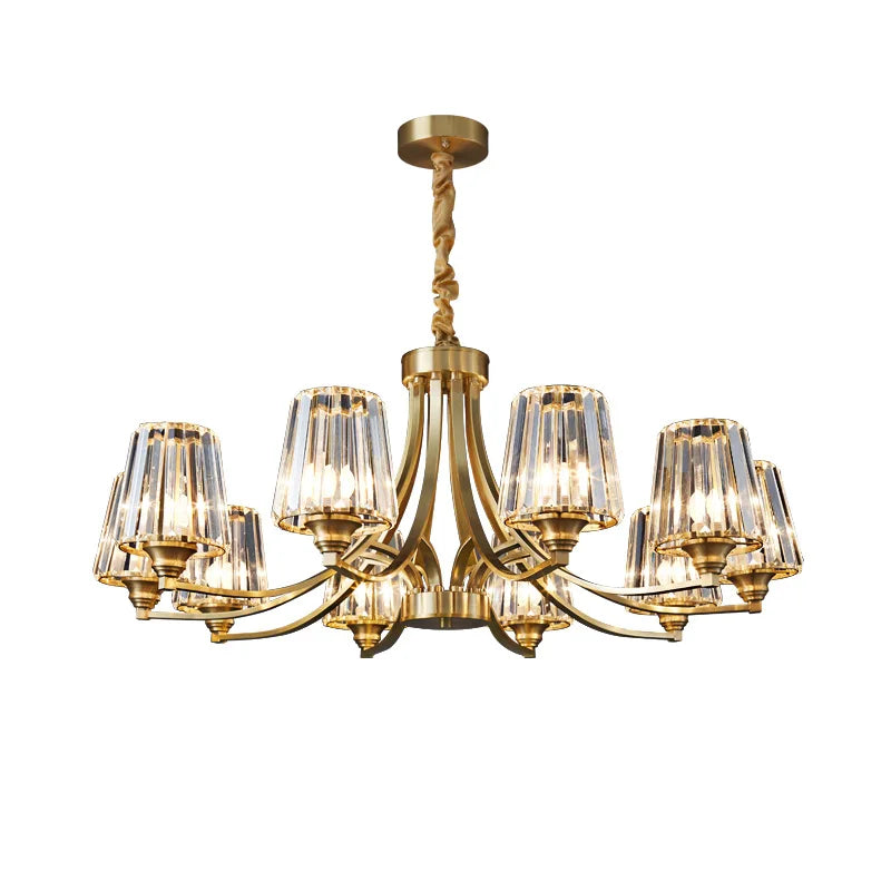 Postmodern Crystal Chandelier - Luxury American Copper Pendant Light for Living Room, Bedroom, and Dining Room