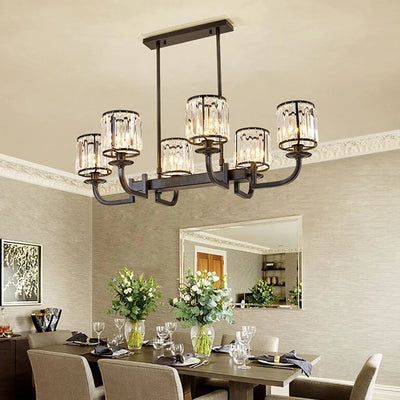 Retro Crystal Design LED Chandelier - Vintage Elegance with Black Iron Finish