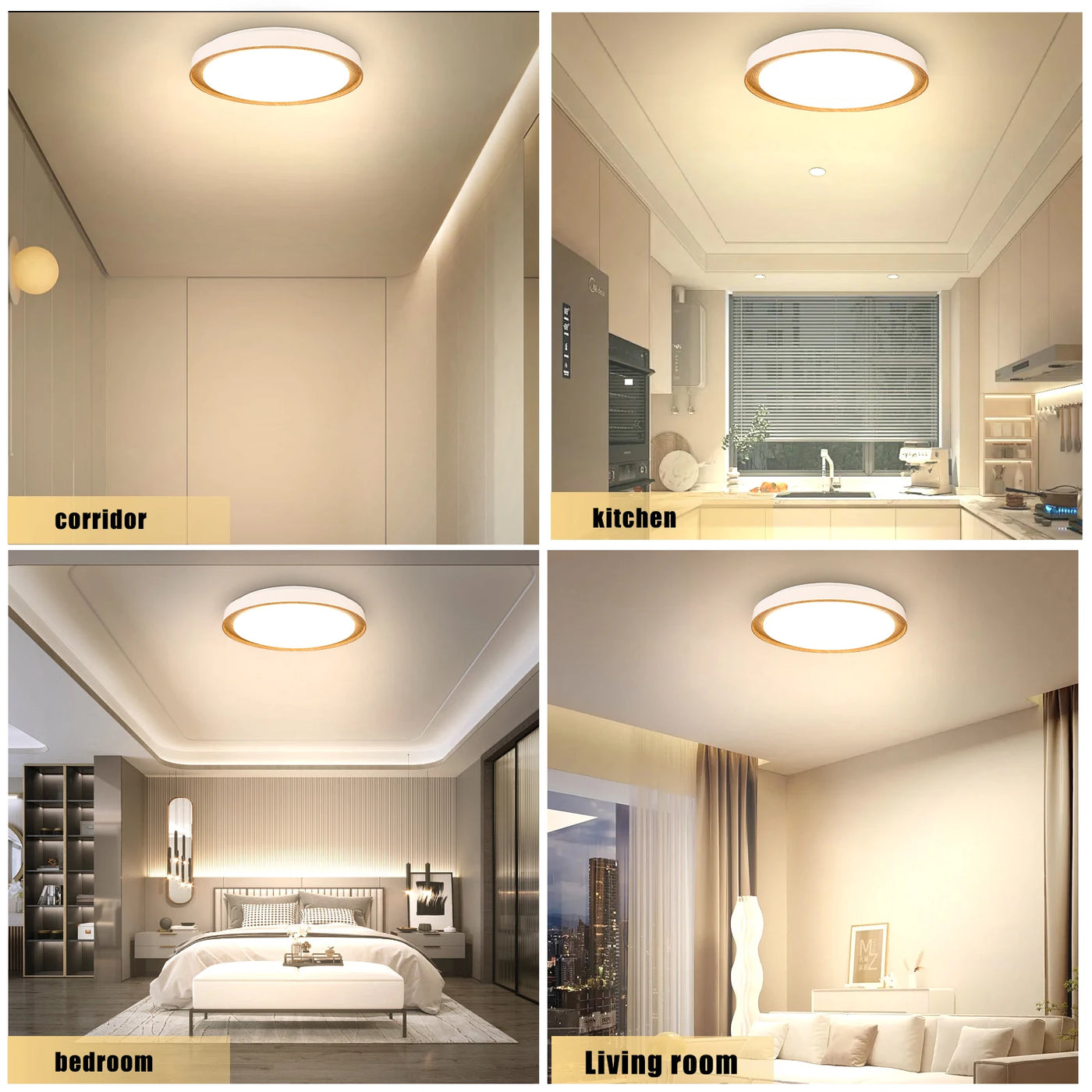 Modern LED Ceiling Light Wood Home Lighting