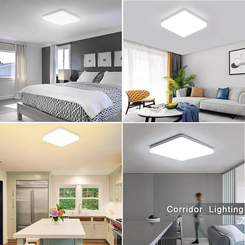 Modern LED Ceiling Light - Square Ceiling Lamp for Bedroom Lighting, Living Room, Bathroom, Kitchen