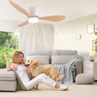 IRALAN Ceiling Fan with LED Light - 52 inch DC Motor, Remote Control, Modern Design, White