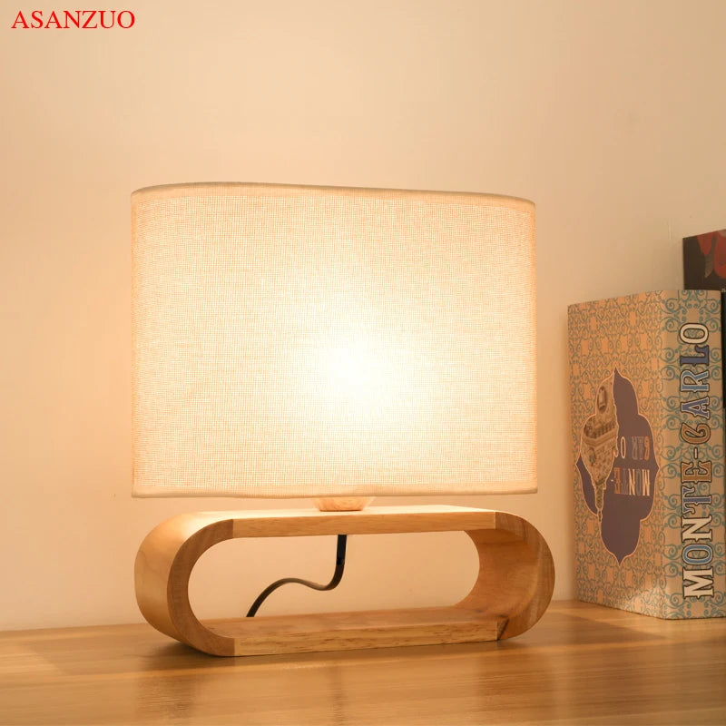 Nordic Wood Base Table Lamp - Minimalist Elegance for Bedroom and Living Room