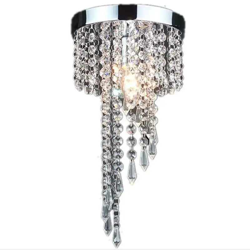 New 20CM Diameter Round Crystal LED Chandelier - Stainless Steel LED Lamps for Restaurant Corridor