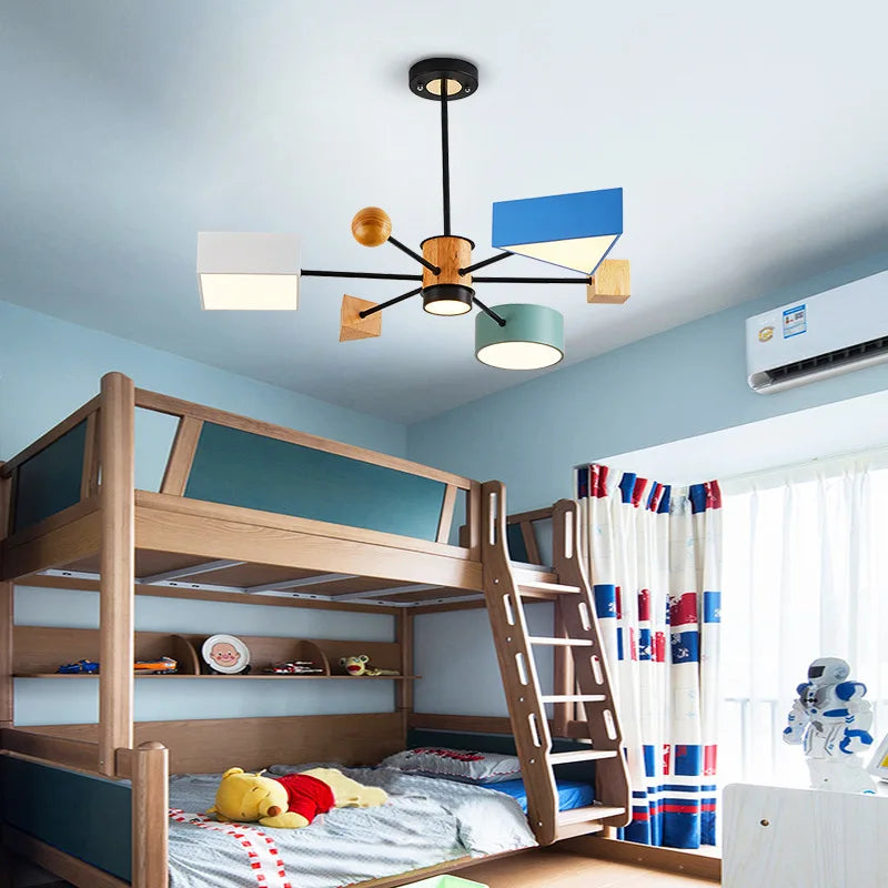 Nordic LED Pendant Light - Creative Macaron Chandelier for Children's Bedroom - Modern Lighting Fixture