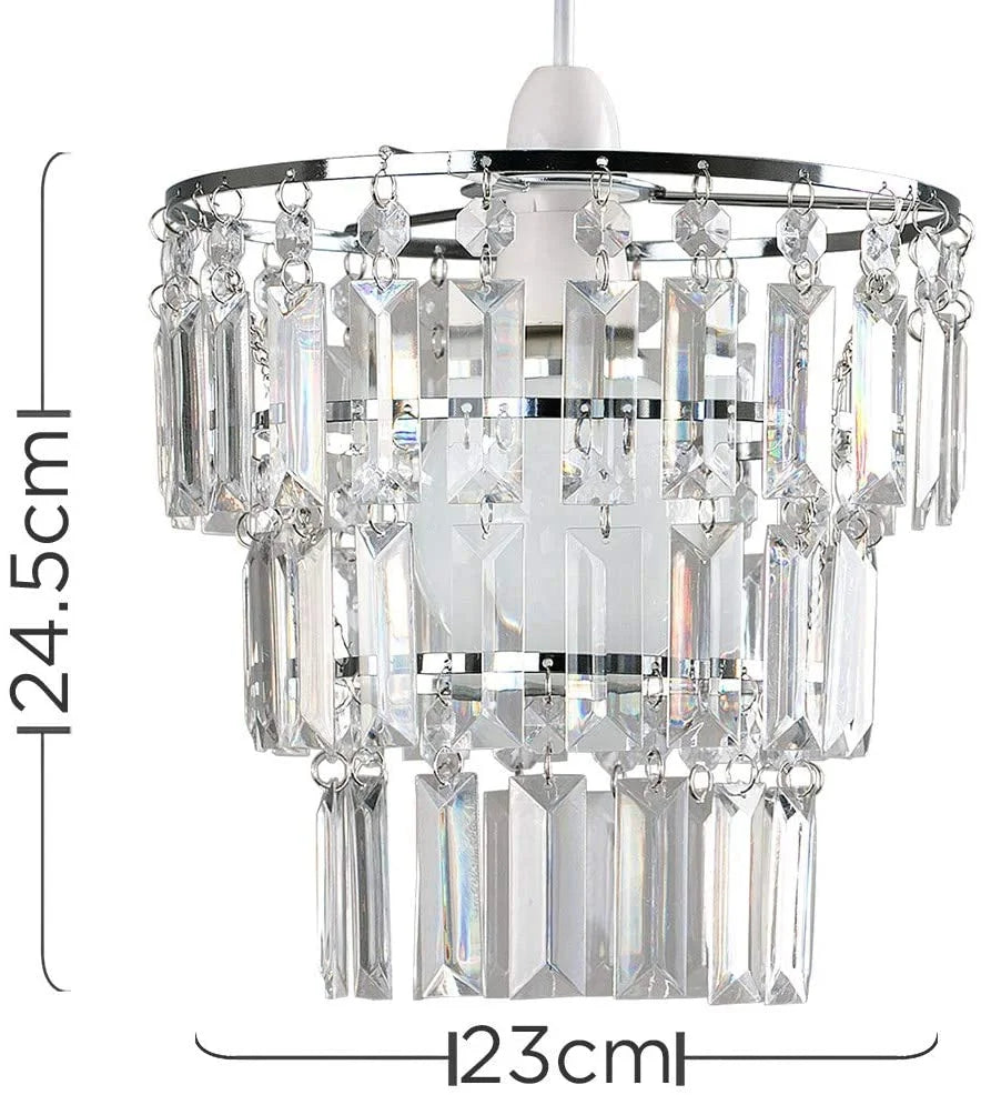 Modern 3-Tier Clear Beaded Chandelier: Elegant Acrylic Droplet Lampshade