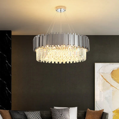 Dimmable LED Postmodern Silver Crystal Designer Chandelier