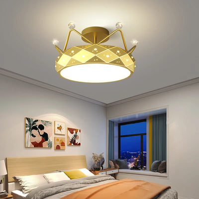 Modern Crown LED Ceiling Lamp with Remote Control Dimmable LED Bulbs