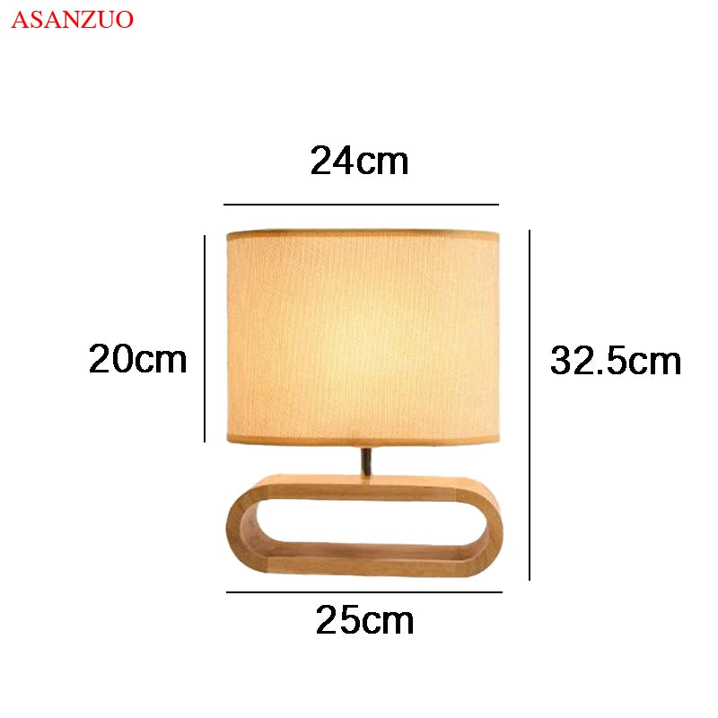 Nordic Wood Base Table Lamp - Minimalist Elegance for Bedroom and Living Room