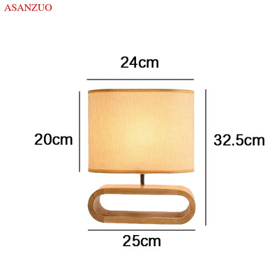 Nordic Wood Base Table Lamp - Minimalist Elegance for Bedroom and Living Room