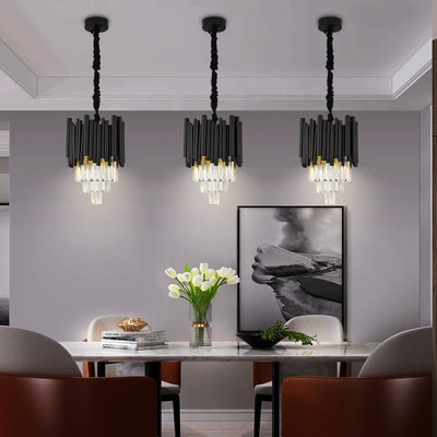 Black Creative Pendant Lights for Dining Room - Luxury LED Crystal Lamp