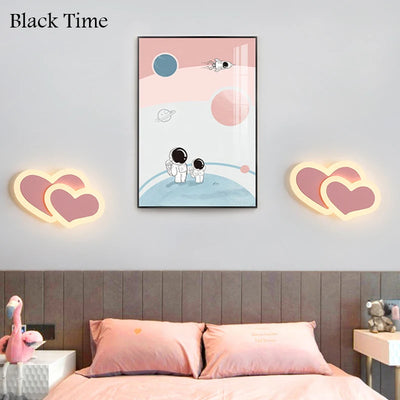 Modern LED Wall Lamp - Heart Shape Bedside Lights for Children's Room