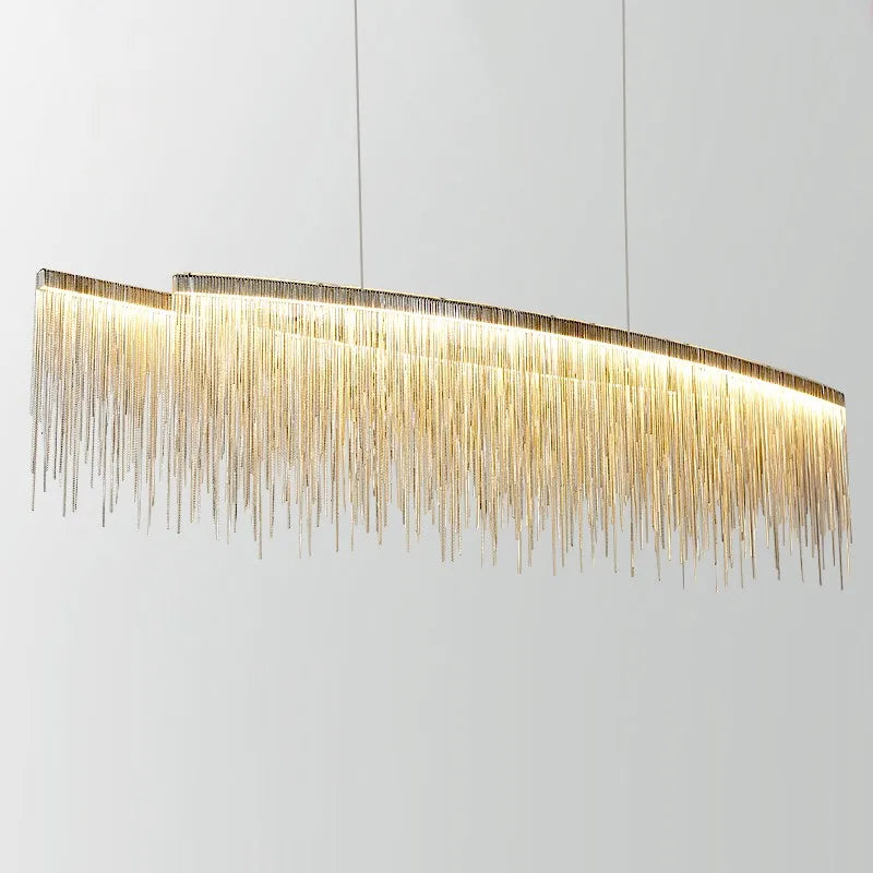 Nordic Tassel Aluminum Chain Pendant Light - Creative Personality Chandelier for Dining Room, Bar, Coffee Shop, Clothing Shop