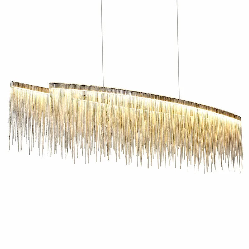 Nordic Tassel Aluminum Chain Pendant Light - Creative Personality Chandelier for Dining Room, Bar, Coffee Shop, Clothing Shop