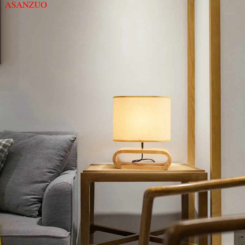 Nordic Wood Base Table Lamp - Minimalist Elegance for Bedroom and Living Room