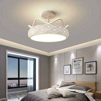 Modern Crown LED Ceiling Lamp with Remote Control Dimmable LED Bulbs