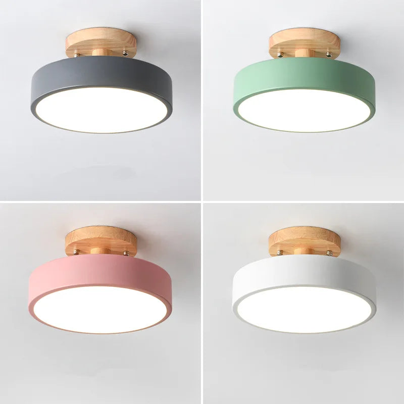 Nordic Industrial Ceiling Lamp - Wood and Iron Ceiling Light for Entrance, Hallway, Balcony, Dining Room, Bedroom, and Bathroom