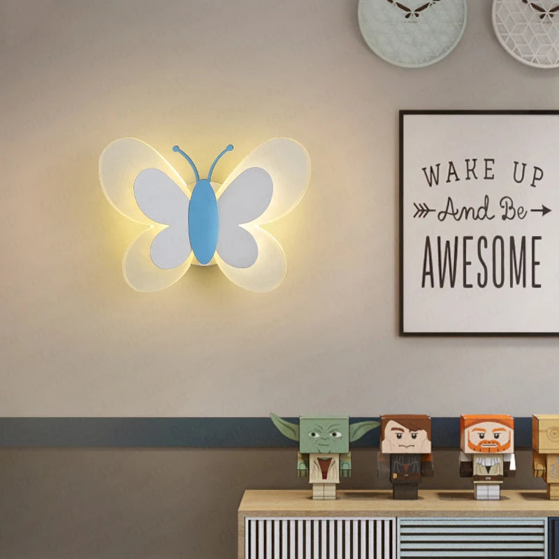 Butterfly Girl Room Lamp - Creative Cartoon Children Energy-Saving Boy Lamp - Bedside Lamp Bedroom Wall Lamp Ceiling Aisle Lamp