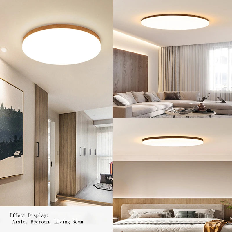 Wooden Art LED Ceiling Lamp - Modern Style for Living Room, Bedroom, Aisle, and Balcony