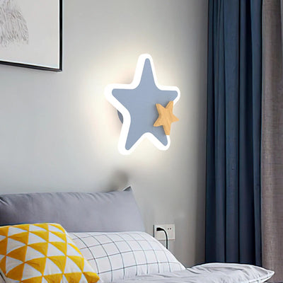 LED Wall Lamp - Modern Cartoon Children's Bedroom Lighting with Creative Moon, Star, and Rocket Designs