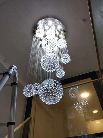 Modern Large Crystal Ball Chandelier - D80xH300cm