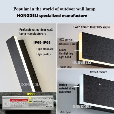 Modern Waterproof LED Long Wall Lamp - IP65 Outdoor Lighting for Gardens and Balconies