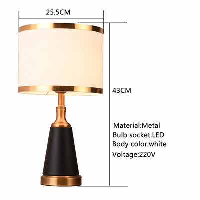 American Bedroom Bedside Table Lamp - Hotel Villa Guest Room Living Room Decorative Table Lamp Gold Iron LED Lamp