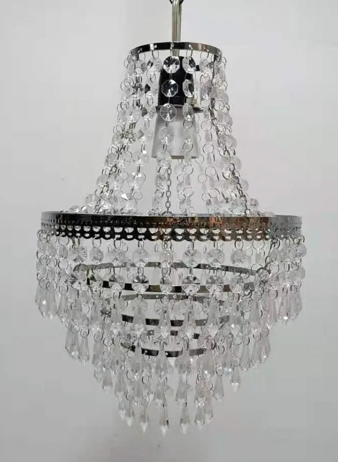 Terri Chrome & Clear 5 Tier Beaded Lamp Shade: Enhance Your Lighting Decor