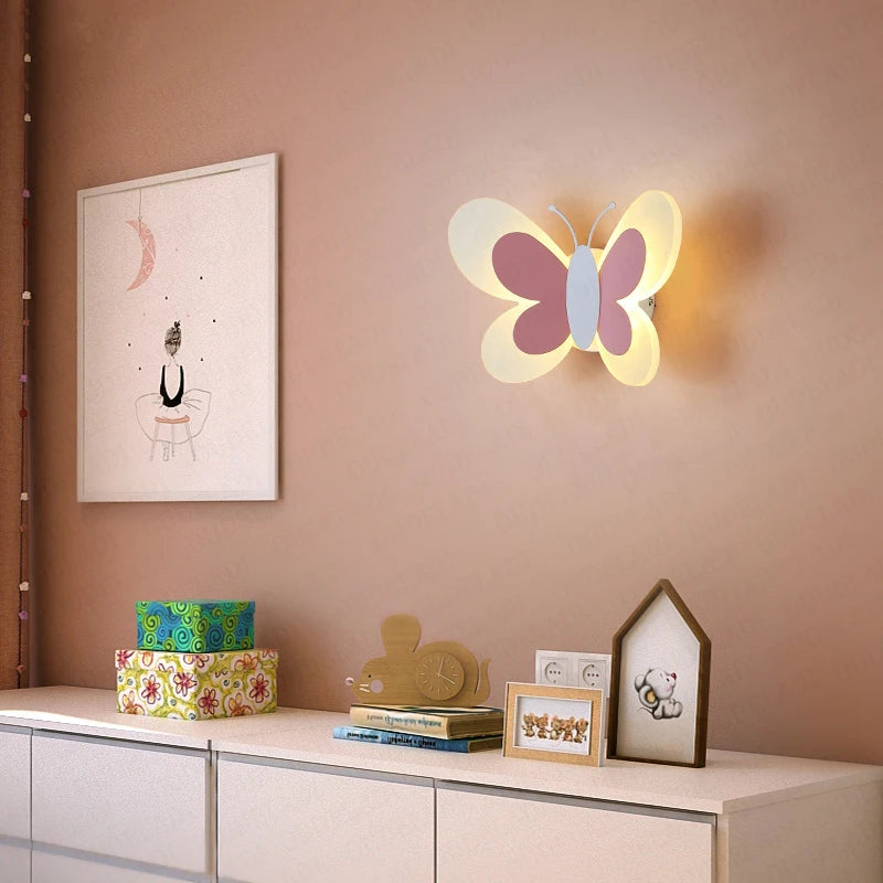 Butterfly Girl Room Lamp - Creative Cartoon Children Energy-Saving Boy Lamp - Bedside Lamp Bedroom Wall Lamp Ceiling Aisle Lamp