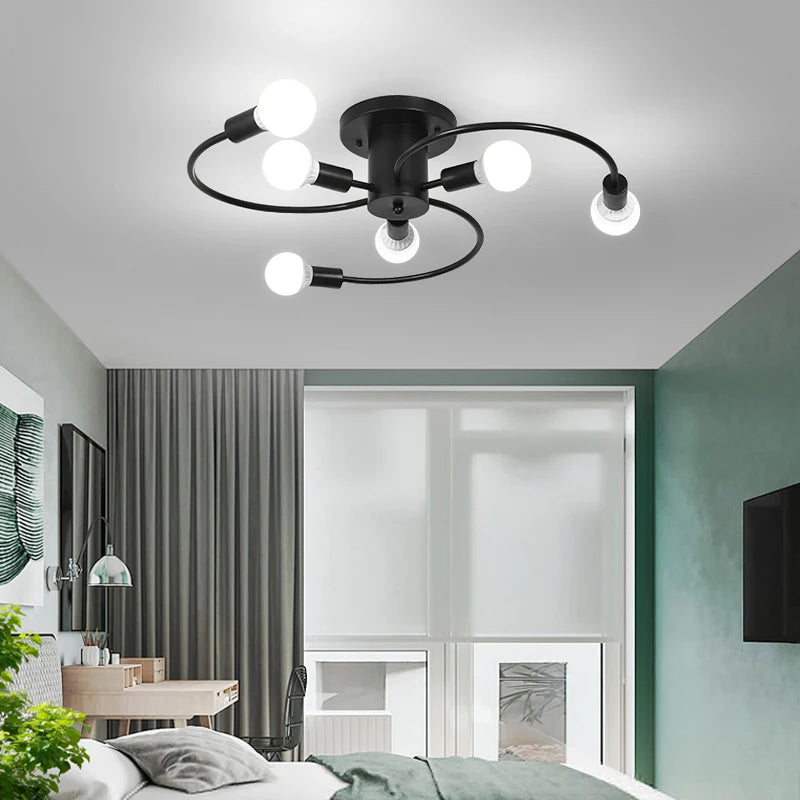 Modern Retro Ceiling Lights with Multiple LED E27 Lamp Base - Black/White/Gold