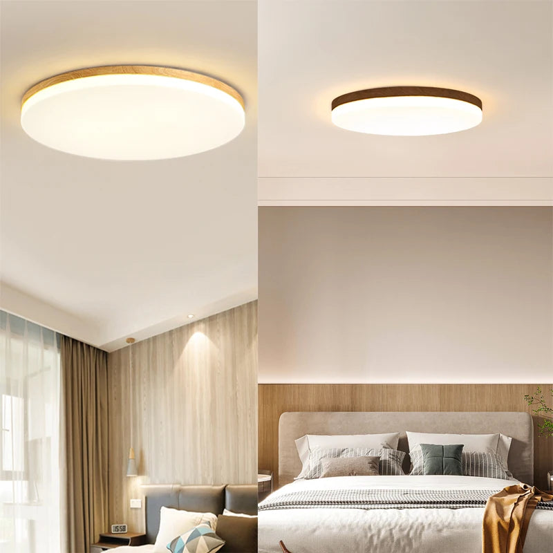 Wooden Art LED Ceiling Lamp - Modern Style for Living Room, Bedroom, Aisle, and Balcony