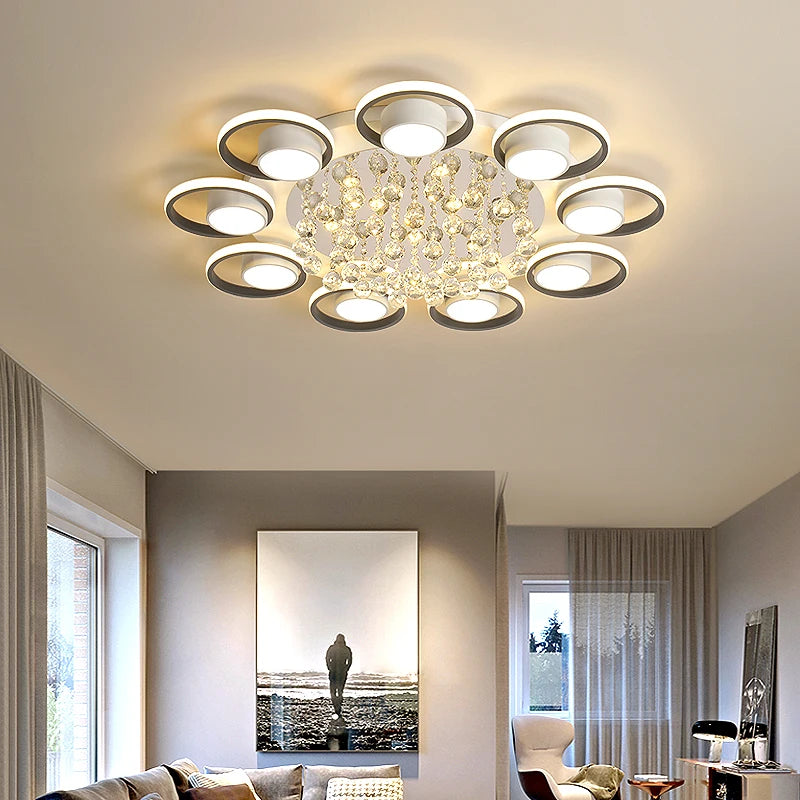 FANPINFANDO Modern LED Ceiling Lights - Crystal Suspension Luminaire for Living Room, Bedroom, Kitchen