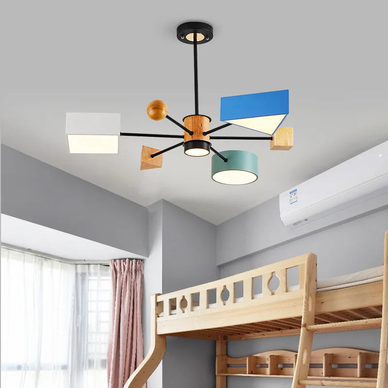 Nordic LED Pendant Light - Creative Macaron Chandelier for Children's Bedroom - Modern Lighting Fixture