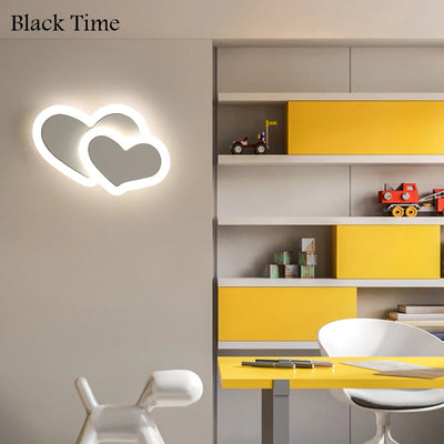 Modern LED Wall Lamp - Heart Shape Bedside Lights for Children's Room