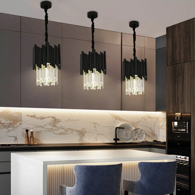 Black Creative Pendant Lights for Dining Room - Luxury LED Crystal Lamp