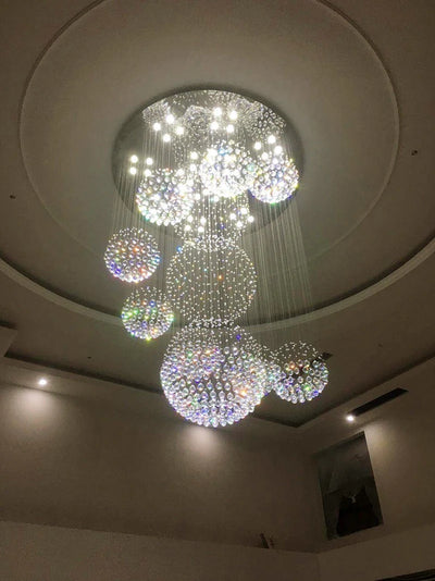 Modern Large Crystal Ball Chandelier - D80xH300cm