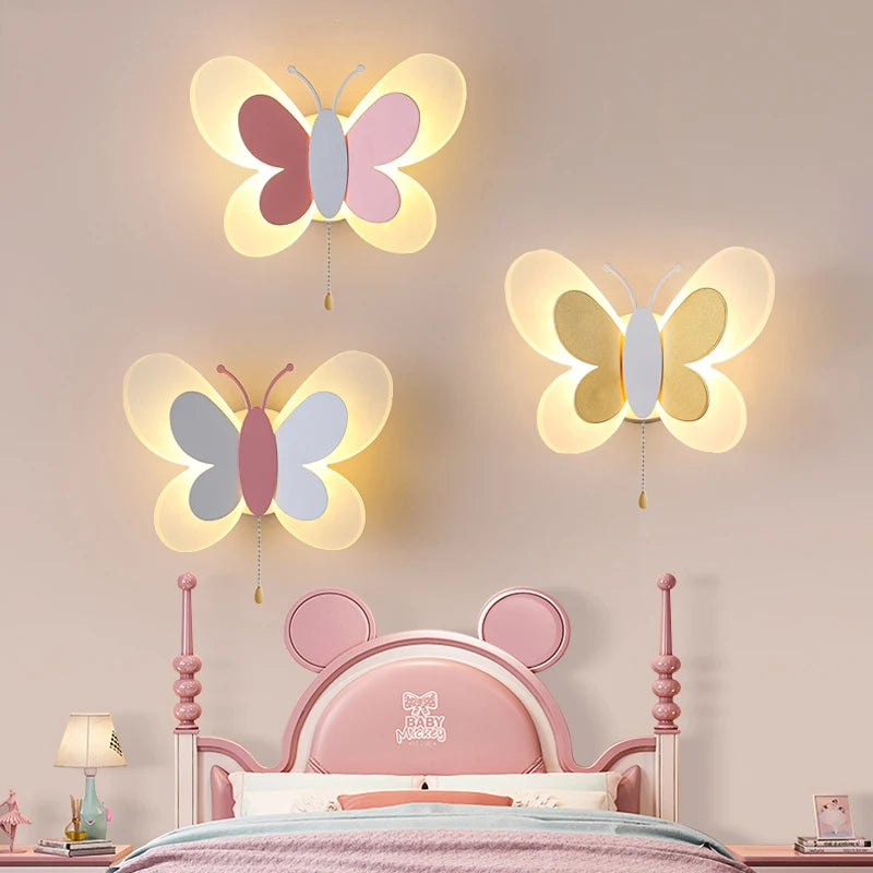 Butterfly Girl Room Lamp - Creative Cartoon Children Energy-Saving Boy Lamp - Bedside Lamp Bedroom Wall Lamp Ceiling Aisle Lamp