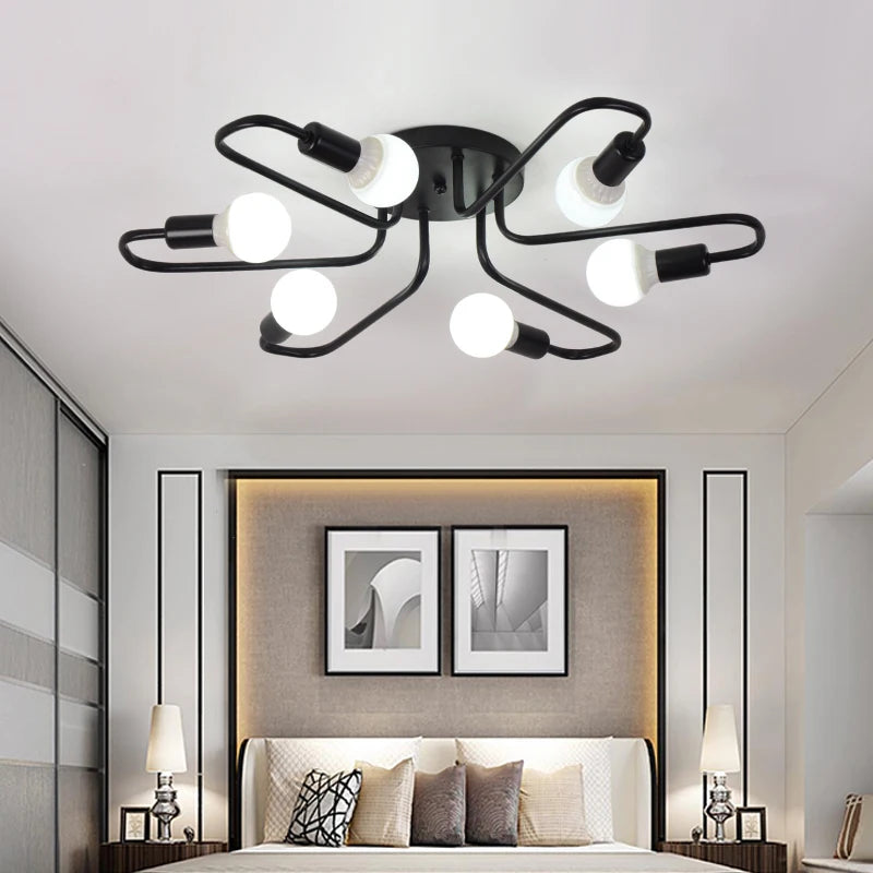 Modern Retro Ceiling Lights with Multiple LED E27 Lamp Base - Black/White/Gold