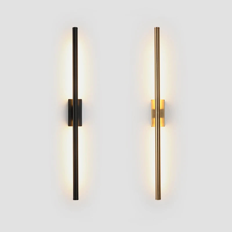 Modern Simple Linear Tube LED Wall Lamp - Black/Gold LED Sconce