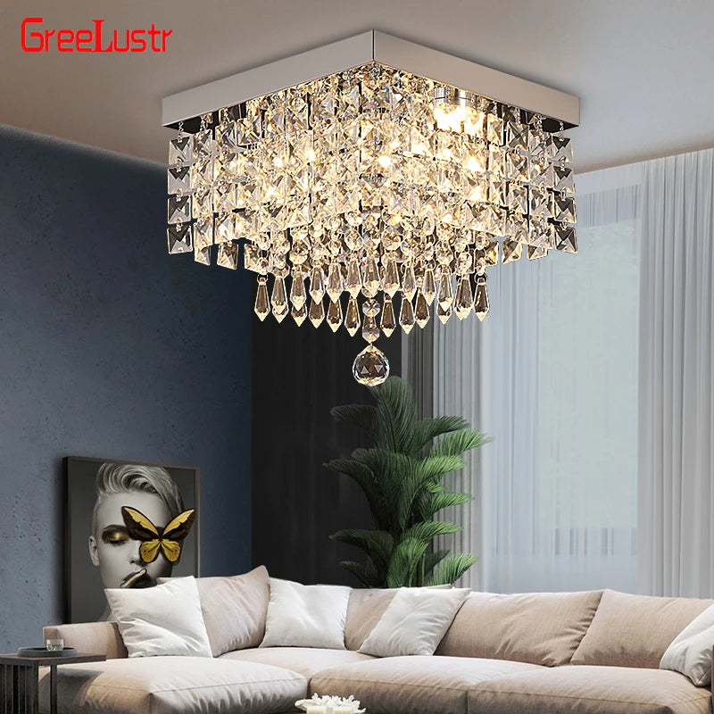 Modern Indoor Ceiling Light  Crystal Lamp Chandelier Luxury Living Room Suspension Luminaire