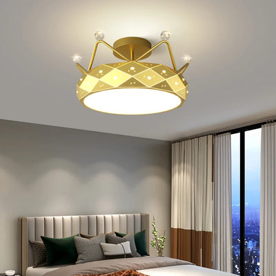 Modern Crown LED Ceiling Lamp with Remote Control Dimmable LED Bulbs