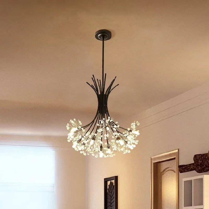 Modern Flower-Shaped Crystal Chandelier - Illuminate Your Dining Room with Elegance