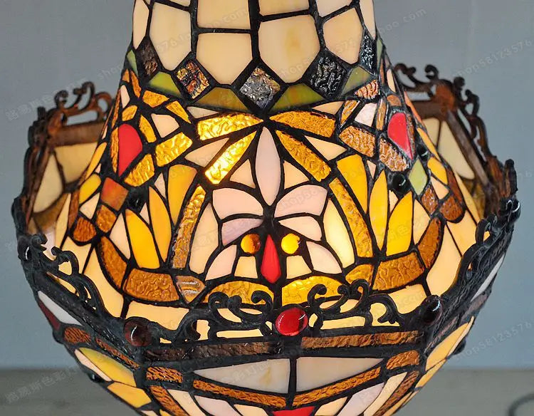 American Crystal Tiffany Glass Chandelier | Retro Antique Pendant Light