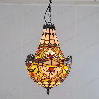 American Crystal Tiffany Glass Chandelier | Retro Antique Pendant Light