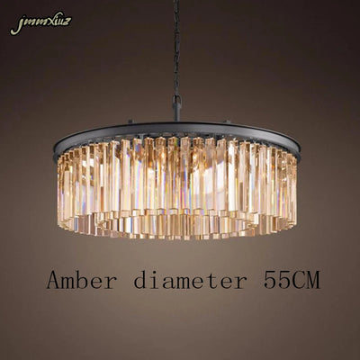 Luxury Crystal Hanging Light Fixture Round Crystal Chandelier Fixture Drop Lamp for Living Room Dining Room Restaurant Cafe