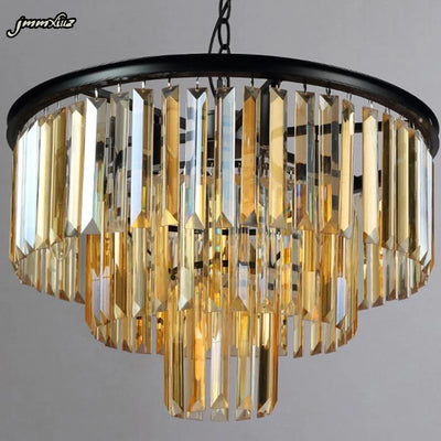 jmmxiuz Modern Crystal Chandelier Elegant K9 Crystal Smoky Gray Crystal Suspension Lamparas for Cafe Restaurant Hotel