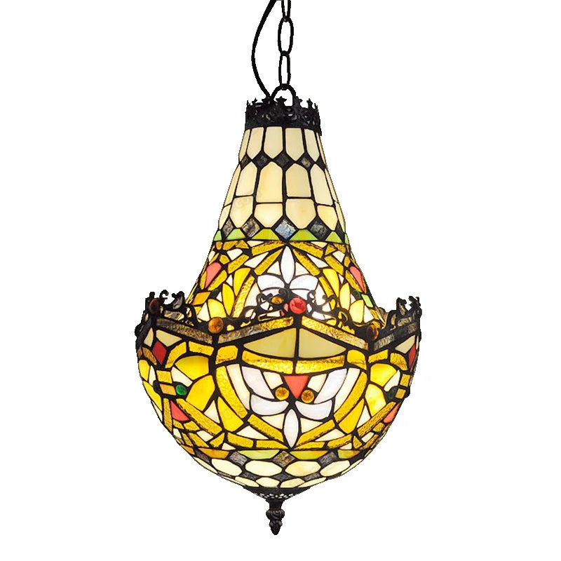 American Crystal Tiffany Glass Chandelier | Retro Antique Pendant Light