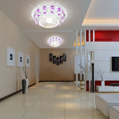 Modern Circle LED Crystal Ceiling Lamp - Home Décor Aisle Corridor Entrance Hallway Glass Ceiling Lights Fixture