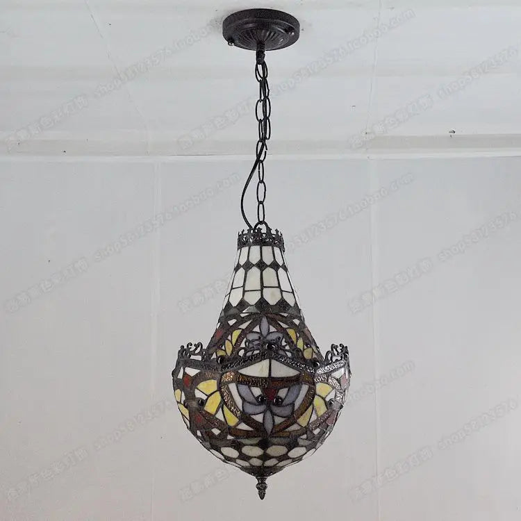 American Crystal Tiffany Glass Chandelier | Retro Antique Pendant Light