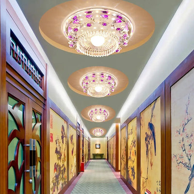 Modern Circle LED Crystal Ceiling Lamp - Home Décor Aisle Corridor Entrance Hallway Glass Ceiling Lights Fixture